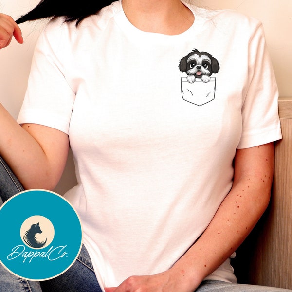 Shih Tzu Shirt Pocket T-Shirt, Cute Shih Tzu Graphic, Shih Tzu Lover, Shih Tzu Owners