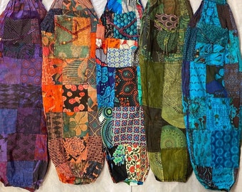 Pantaloni Harem patchwork con tasche, pantaloni Hippie Boho Rayon Harem, pantaloni estivi da donna, abbigliamento da festival