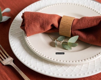 Redwood linen napkins. Softened linen napkins set. Wedding napkins. Dinner napkins. Cocktail napkins. Handmade table linens