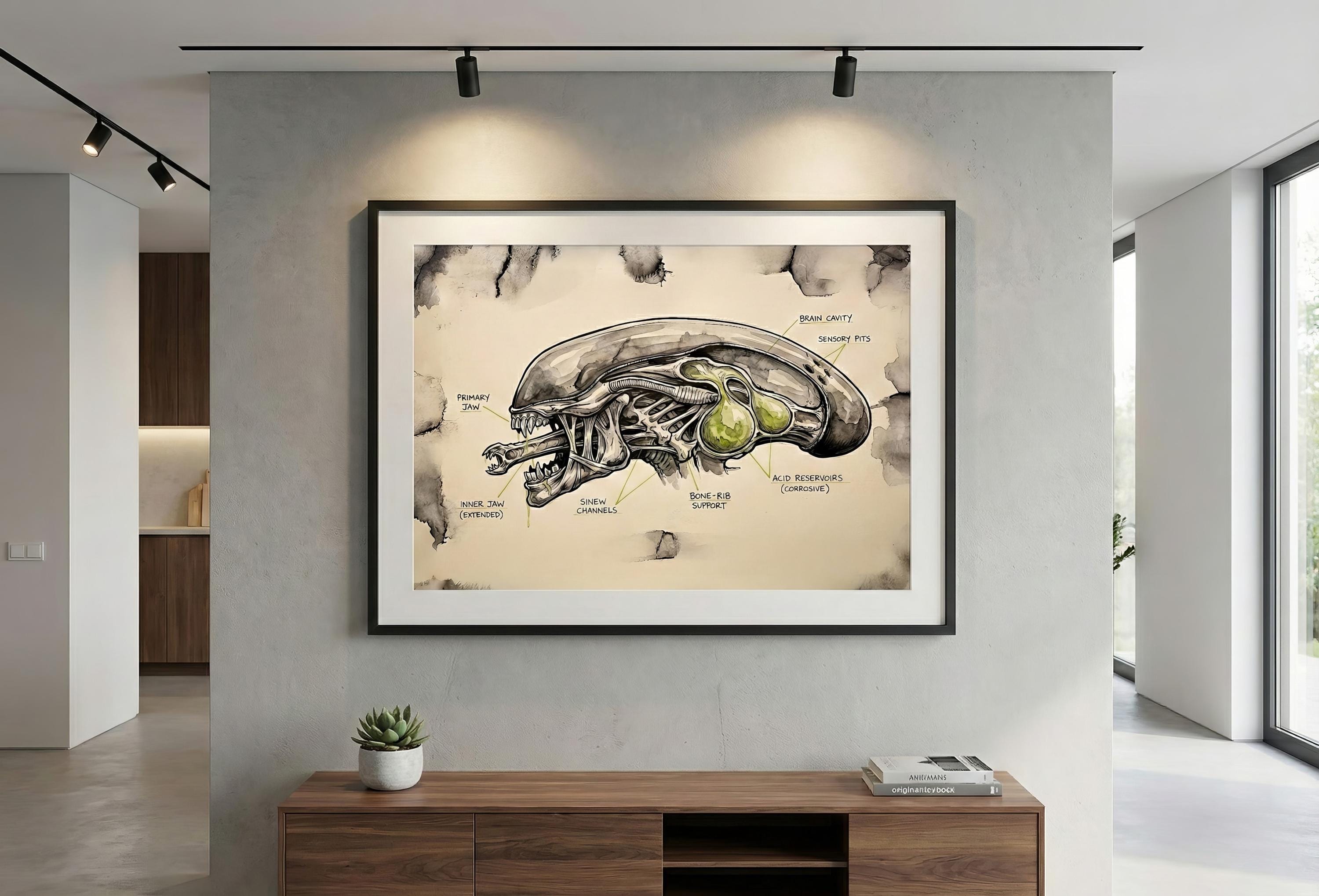 Xenomorph Anatomy Cutaway Art Print – Funny Sci-fi Horror Alien Head ...