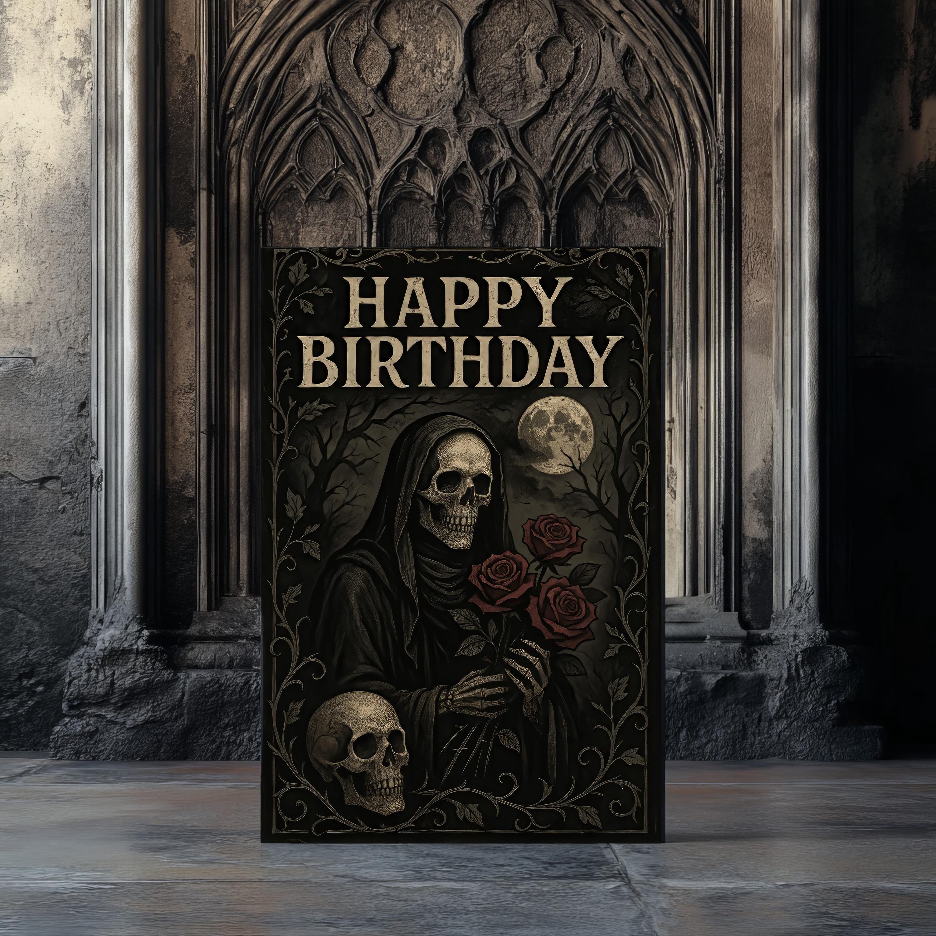 Personalised Gothic Birthday Card – Skull Christmas Card, Handmade With Envelope