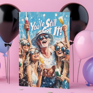 Faites la fête comme une légende : carte d'anniversaire amusante, grand-père cool, roi de la fête, voeux de style de vie de luxe