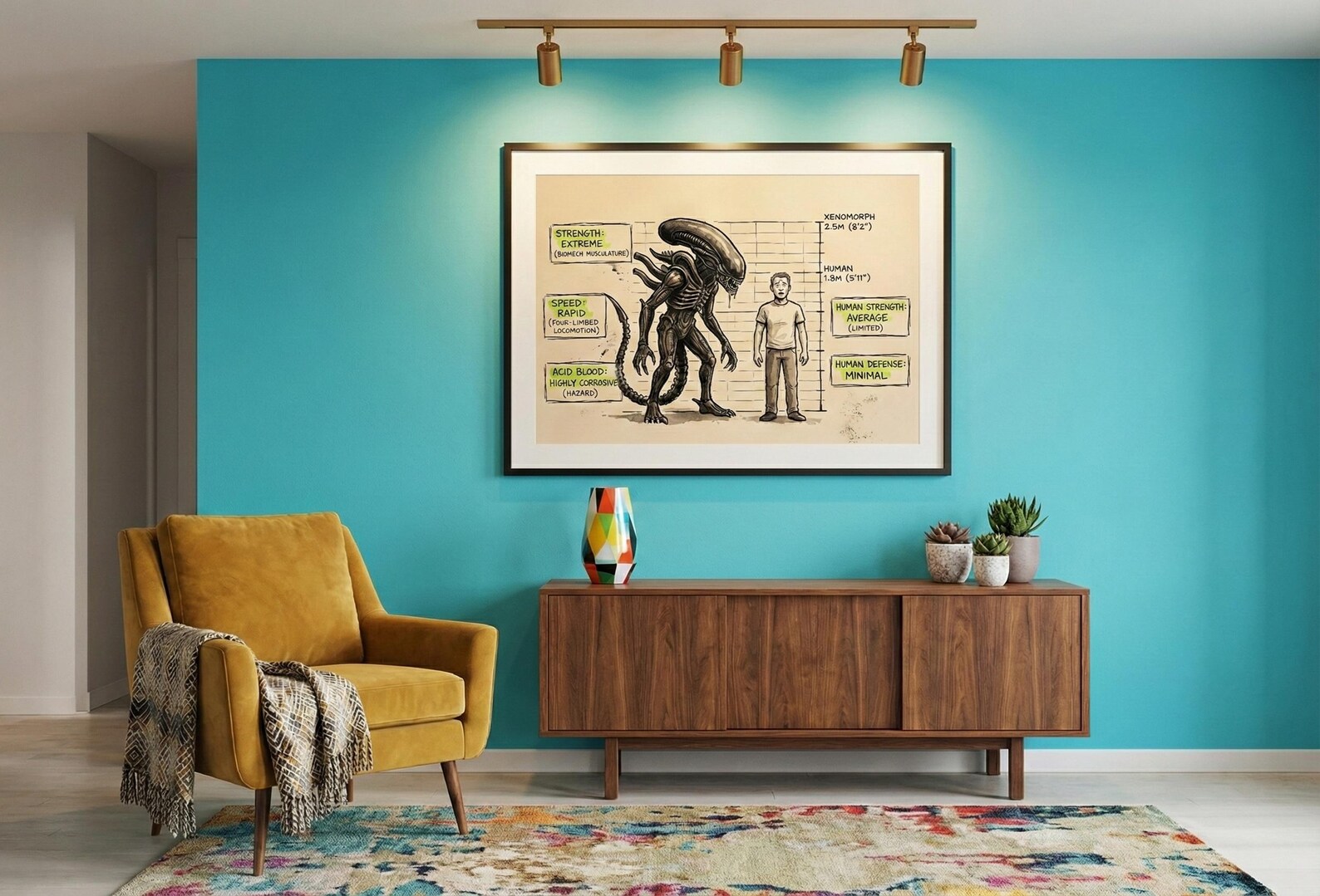 Xenomorph Vs Human Comparison Chart Funny Sci-fi Horror Art Print Alien ...