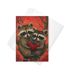 Waldromantik - Zwei Waschbären Valentinstagskarte