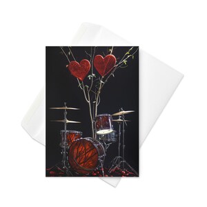 Crescimento Rítmico do Amor - Kit de Bateria e Cartão de Dia dos Namorados da Árvore do Coração