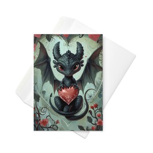 Amour de dragon gothique enchanté - Carte unique pour la Saint-Valentin
