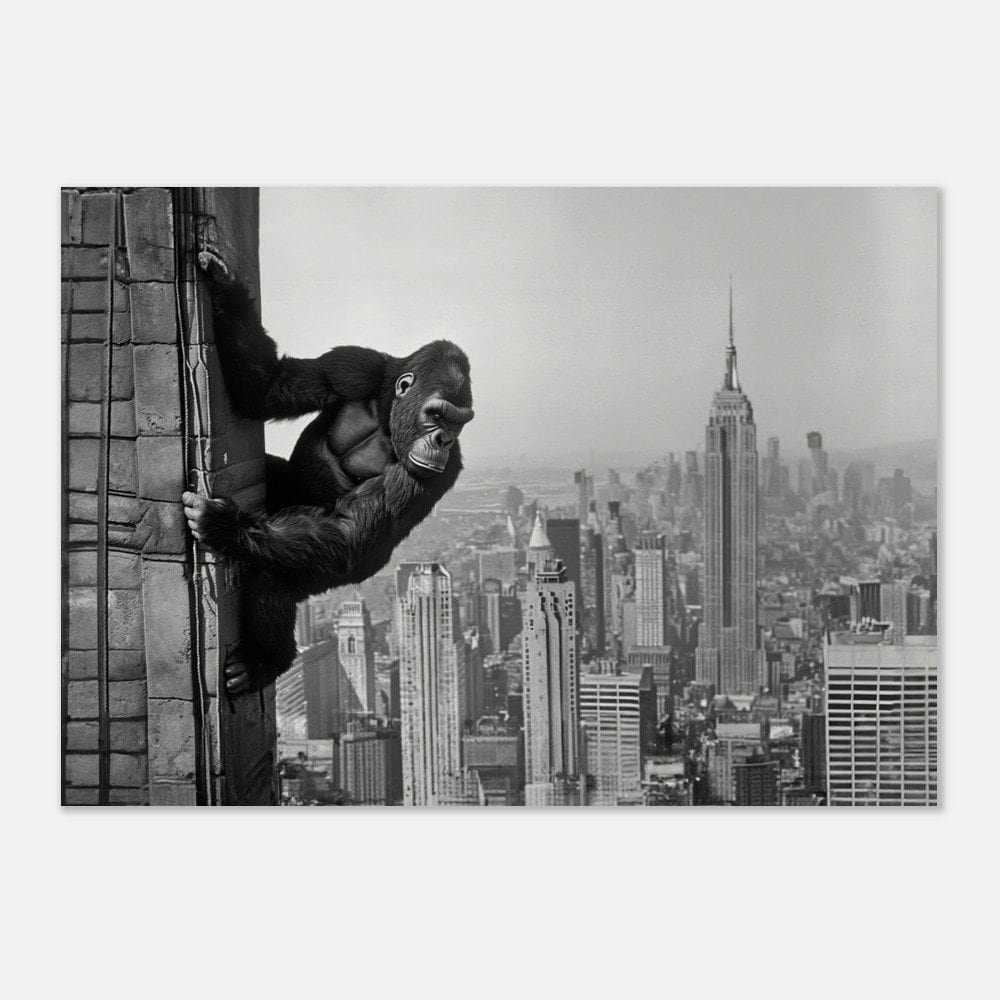 King Kong Empire State Building Art Print, NYC Skyline, Retro