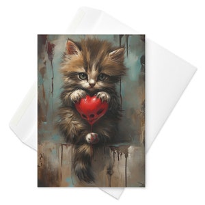 Gattino e cuore con teschio: biglietto di San Valentino unico e stravagante