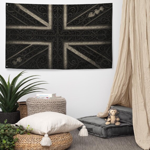 Cursed Crown – Gothic Union Jack Flag Print, Dark UK Wall Art