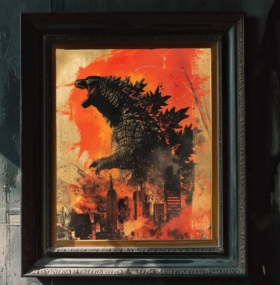 Godzilla Unleashed: Abstract Spectacle | Hand-painted, Artistic