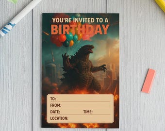 City Smash Bash - Monster Birthday Party Invites | Funny Godzilla Parody | Digital Download | Kids Party Printable | Kaiju Theme