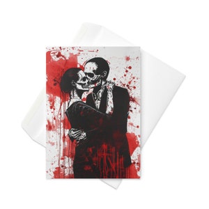 Carte de Saint-Valentin squelettes zombies L'aube des morts - artistique, amour éternel