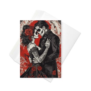 Valentijnsdagkaart Day of the Dead - Gothic Couple Embrace-groet