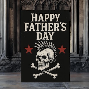 Rad Dad Forever – Vaderdag punkrock, vaderdagkaart Gothic Skull, alternatief vadercadeau, tattoo-wens