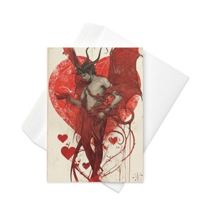 Angelic Satan with Heart Valentine's Card - Playfully Ironic, Unique Design