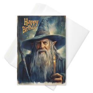 Carte d'anniversaire de la bénédiction du sorcier | Salutation fantastique épique | Carte d'anniversaire gothique Le Seigneur des anneaux