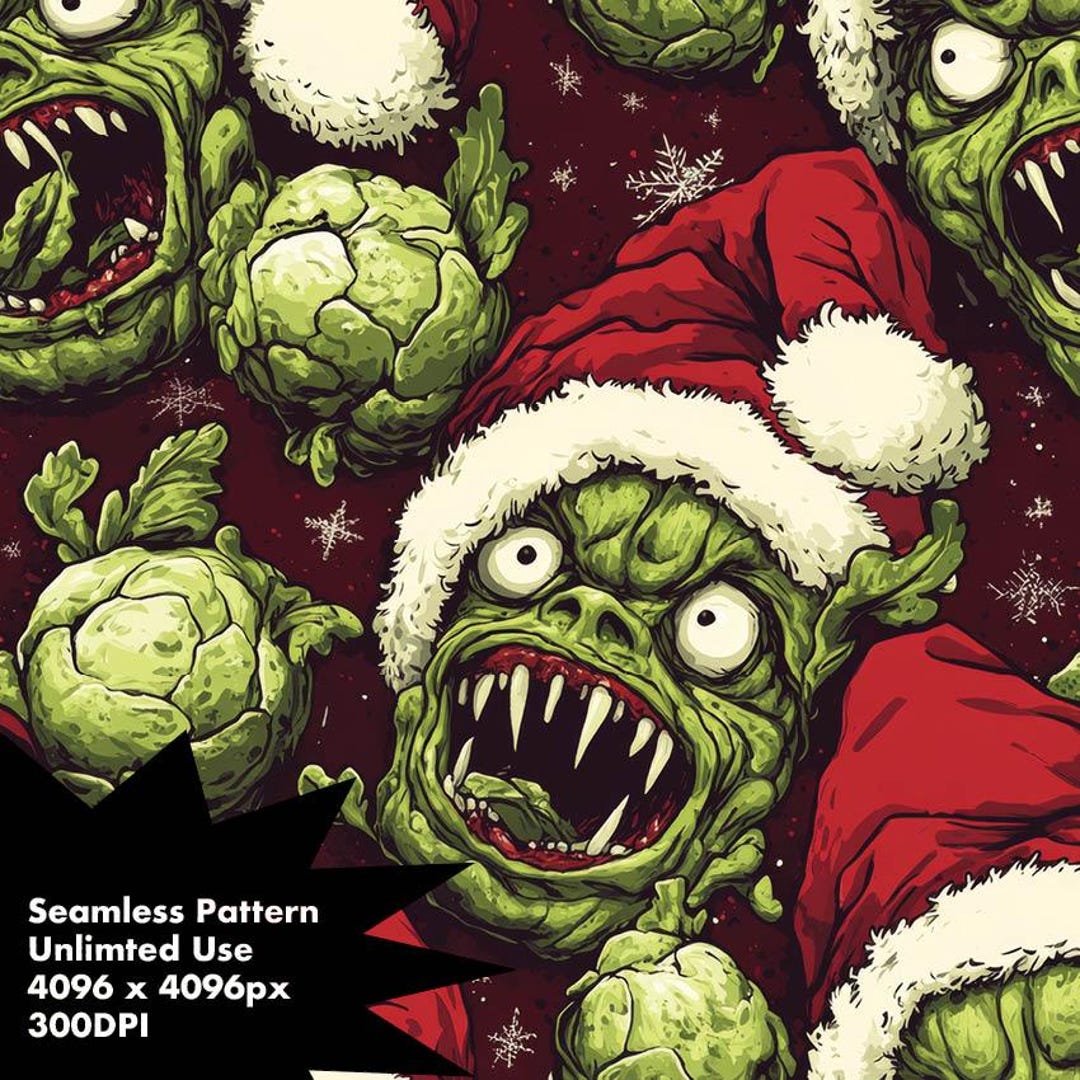 Sprout of Doom - Evil Brussels Sprout Christmas Monster Seamless ...