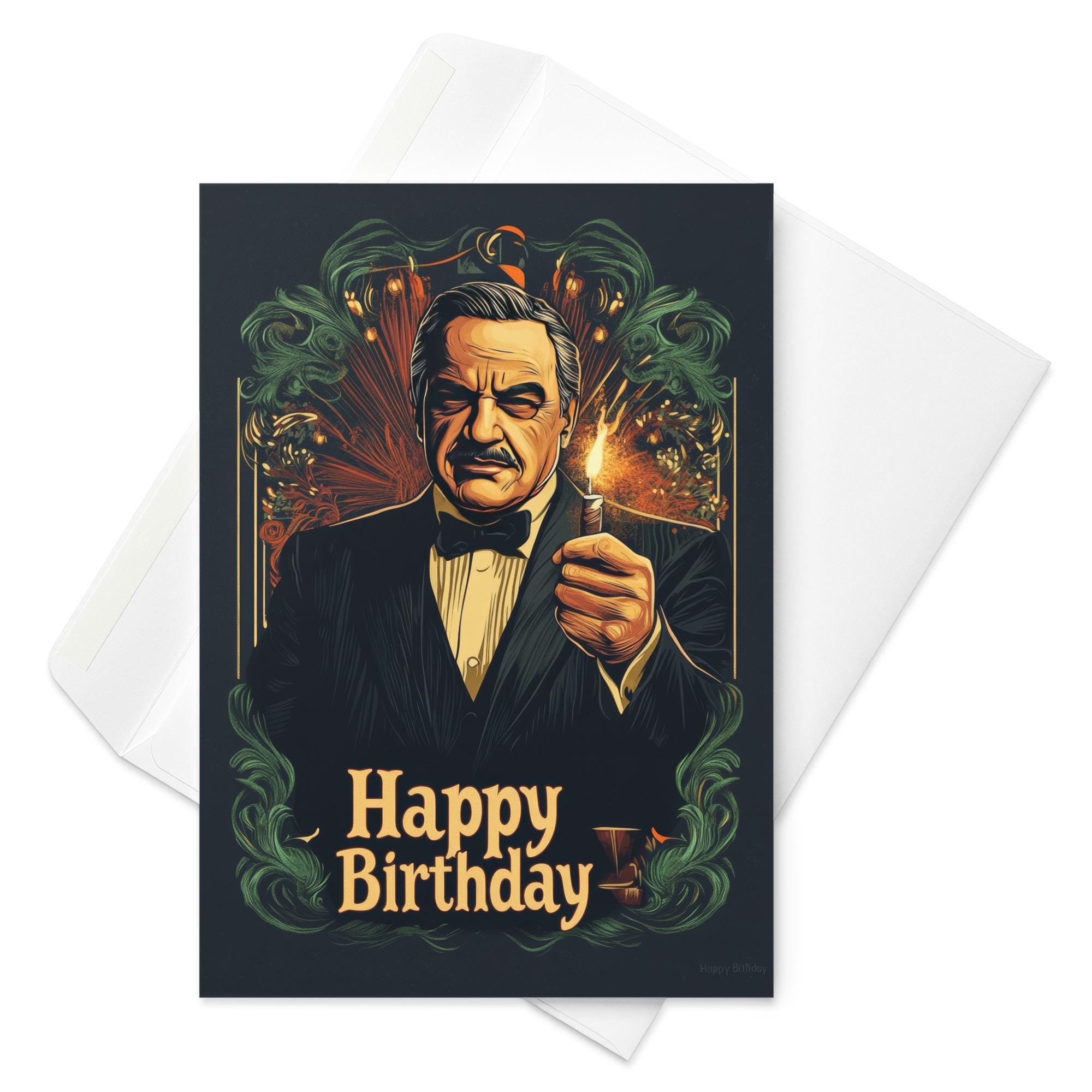 Don of All Birthdays Card - The Godfather Inspired | Mafia Movie Greeting |  Funny Gothic Gangster Birthday Card, image size:2000x2000