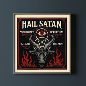 Hail Satan Art Print – Okkultes Poster, Hexerei & Rituale, Gothic Wanddeko