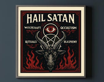 ヘイル・サタンのアートプリント - オカルトポスター、魔術と儀式、ダークゴシックの壁装飾