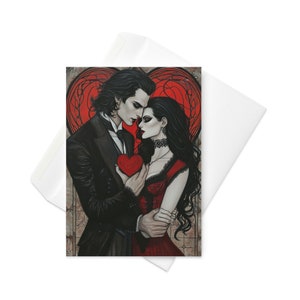 Gotische op dracula geïnspireerde valentijnskaart - romantische omhelzing, uniek ontwerp