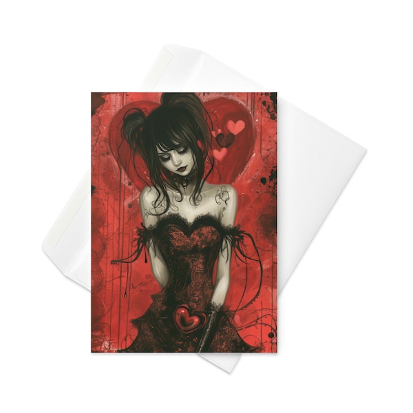 Gothic Undead Beauty - Zombie Goth Girl Valentine's Day Card