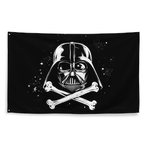 Darth Vader Skull and Crossbones Flag - Gothic Star Wars Design | Dark Side Pirate Flag | Sith Lord Helmet Decor