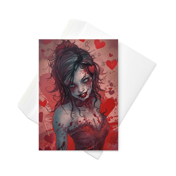 Adorable Undead Romance - Cute Zombie Girl Valentine's Day Card