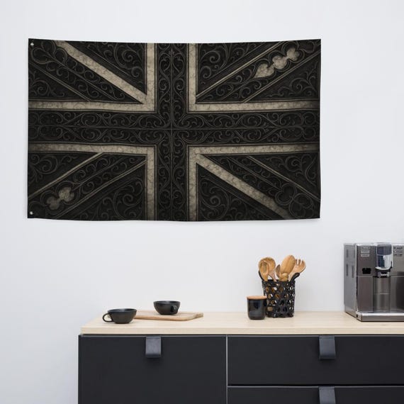 Cursed Crown – Gothic Union Jack Flag Print, Dark UK Wall Art