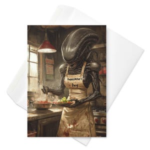 Xenamom’s Kitchen – Lustige Alien Muttertagskarte, Sci-Fi Parodie, Horror Mutter Geschenk, Geeky Gruß, Weltraumfilm Humor