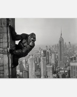 King Kong Empire State Building Art Print, NYC Skyline, Retro