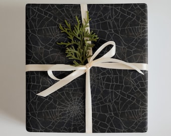 Noir Web Wrap – Spider Web Wrapping Paper, Dark Aesthetic, Gothic Gift Wrap, Halloween Style, Creepy Cute Theme