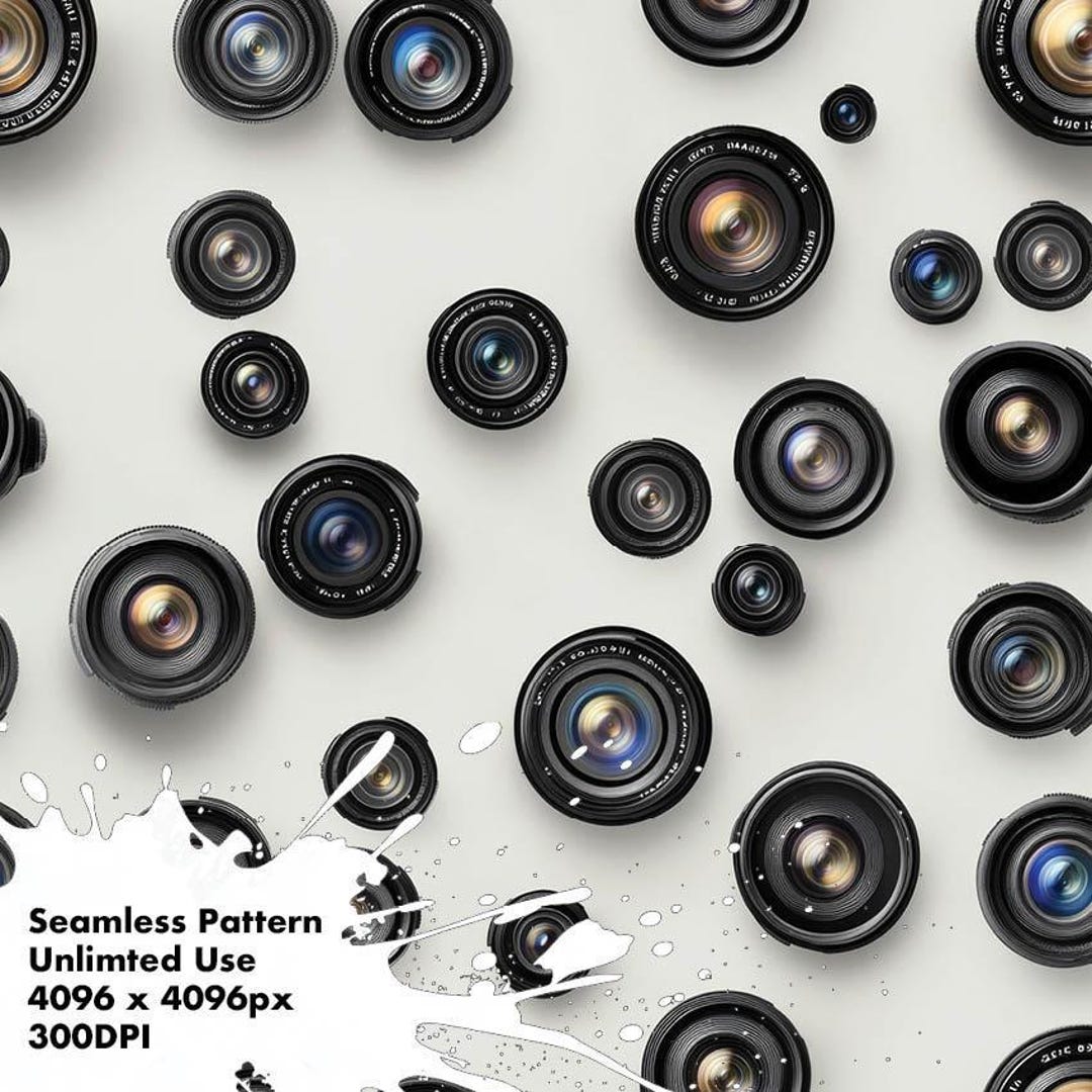Lens Mania - Seamless Camera Lens Pattern for Crafts, Fabric & Tech ...