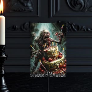 Surprise d'anniversaire zombie - carte de voeux humoristique, horreur, célébration effrayante, fête des morts-vivants