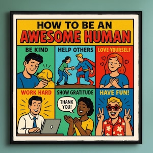Anleitung zur Superlust – Retro Pop Art Poster | Positives Zitat Wandkunst | Comic-Druck |