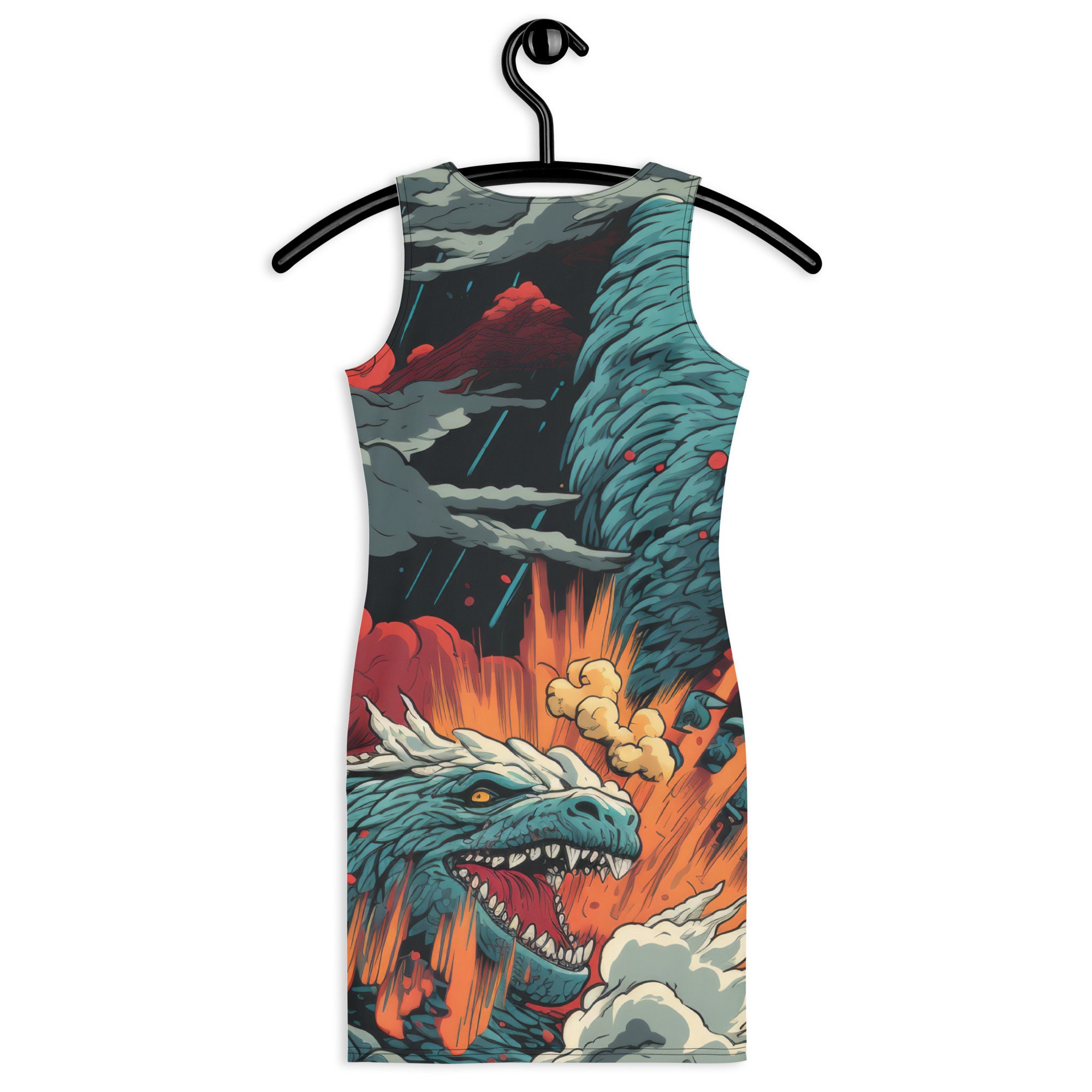 Godzilla Printed Fitted Dress Bold & Fabulous Designer Statement Piece ...