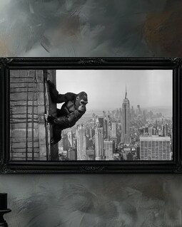 King Kong Empire State Building Art Print, NYC Skyline, Retro