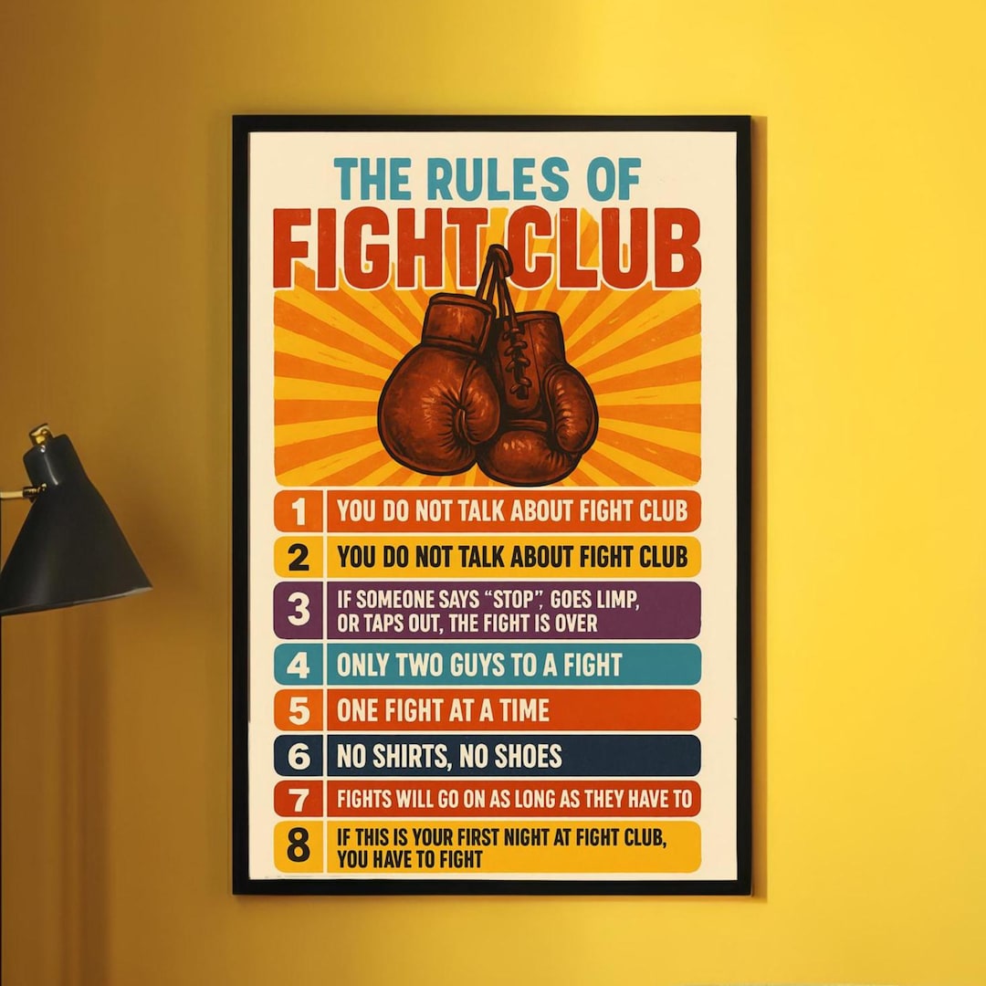 Showdown Rules Sunburst Showdown – Fight Club Rules Parody Poster | Retro Art Print ...