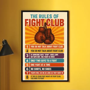 Sunburst Showdown – Fight Club Rules Parody Poster | Retro Art Print, Movie Quote Decor, Digital Download, Man Cave Wall Art