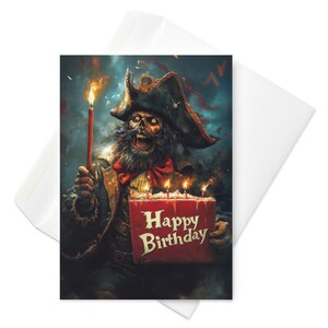 Regalo dell'uomo morto - Biglietto di auguri di compleanno pirata zombi gotico / Divertente pirata con regalo / Auguri di compleanno non morti / Arte zombi nautica