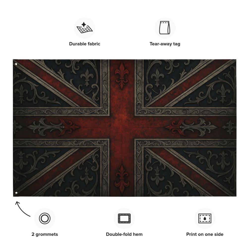 Dark Britannia – Gothic Union Jack Wall Art, Baroque UK Flag Print