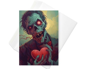 Zombie's Heartfelt Offering - Quirky Valentine's Day Card