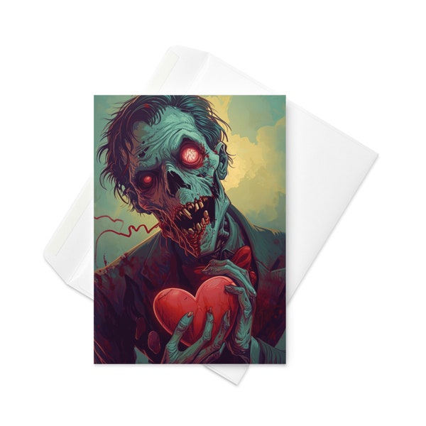 Zombie's Heartfelt Offering - Quirky Valentine's Day Card
