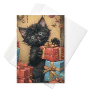 Miaou mystique - chat gothique avec carte d'anniversaire cadeaux, célébration féline enchantée, fantaisie sombre, voeux d'anniversaire magique