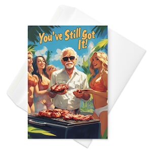 Grill Master Supreme - Carte d'anniversaire barbecue amusante, grand-père cool, humour rétro