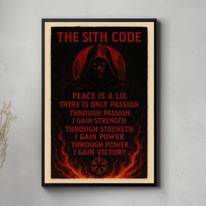 Victory Through Flame – Sith Code Poster | Star Wars Parody Art, Dark Side Quote Print, Digital Download, Villain Wall Decor