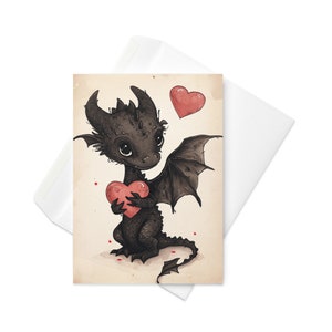 Étreinte en forme de coeur de dragon - carte de Saint-Valentin fantaisie lunatique