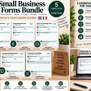5 Small Business Forms Bundle – 15 PDF Files – English & Italian