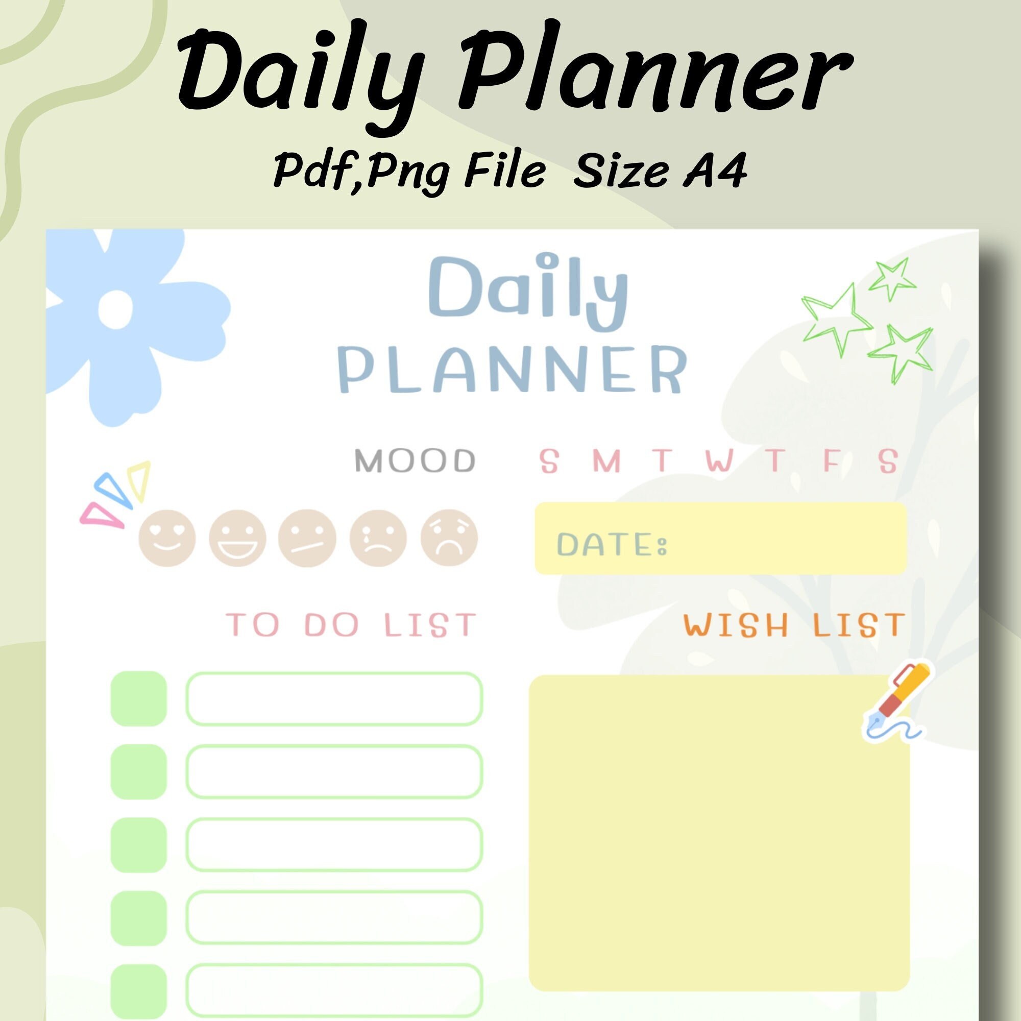 Daily Planner Printable, One Day Planner - Etsy