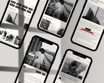 News App UI Kit | 5 Mobile Screens | Home, News, and Detail Pages | Editable Figma File